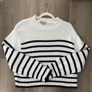 J. Crew Women's Role Neck Black and White Striped Sweater